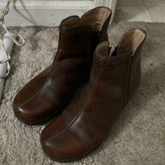 Dansko Brown Boots. In Excellent Condition. Boots Only. Leather Slip-on Boots With Round Toe, Slip-on Leather Boots With Round Toe, Boots With Stitched Sole, Medium Width, Round Toe, Boots With Stitched Sole And Round Toe, Medium Width Boots With Stitched Sole And Round Toe, Brown Leather Slip-on Boots, Casual Leather Boots With Low Heel, Dansko Shoes, Brown Boots