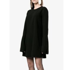 Ellery Black Bell Sleeve Mini Dress Zip Closure Mock Neck Size 6 Bust:35” Waist:16.5” Flat Hips:19.5” Flat Length:33” Sleeve:29.5" Shoulder:15" 80%Acetate,20% Polyester First Image Not Ours Pre-Owned. Excellent Condition. Very Light Normal Wear. No Defects. Ellery Dress, Bell Sleeve Mini Dress, Bell Sleeve, Mock Neck, Bell Sleeves, A Line, Size 6, Mini Dress, Womens Dresses