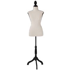 a white mannequin on a black stand