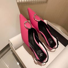 CHIKO Jerri Pointy Toe Kitten Heels Slingback Shoes feature leather upper, synthetic lining, rubber sole. Heel height is approx. 1" (3 cm) Strap Shoes Heels, Heels Slingback, Chiko Shoes, Womens Low Heels, T Strap Shoes, Kawaii Shoes, Womens Summer Shoes, Low Heel Shoes, Slingback Shoes