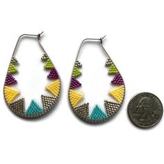 Multicolor Small Hoop Metal Earrings, Nickel Free Multicolor Metal Hoop Earrings, Nickel-free Multicolor Metal Hoop Earrings, Adjustable Silver Beaded Earrings With Tiny Beads, Multicolor Hoop Beaded Earrings With Spacer Beads, Multicolor Beaded Hoop Earrings With Spacer Beads, Multicolor Hoop Jewelry With Spacer Beads, Handmade Multicolor Metal Hoop Earrings, Multicolor Small Hoop Jewelry With Tiny Beads