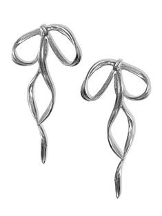 EMMY BOW EARRINGS Silver Bow Earrings, Ribbon Earring, Coquette Earrings, Coquette Accessories, Minimalism Jewelry, Feminine Accessories, Jewelry Silver Earrings, Sliver Earrings, Bow Choker