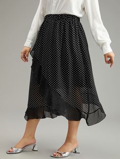 Shop Polka Dot Ruffles Elastic Waist Mesh Patchwork Skirt now and redefine your style with confidence at BloomChic. Tailored for mid and plus-size women. This trendy Bottoms Women, sizes 10-30. Season:Winter;Color:Black;Style:Elegant;Pattern Type:Polka Dot;Details:Ruffles, Tiered, Elastic Waist, Lace, Patchwork, Asymmetrical, See through;Pocket:No-pocket;Belt:No-belt;Closure Type:Elastic Waist Trendy Bottoms, Patchwork Skirt, Elegant Pattern, Winter Color, Lace Patchwork, Modern Women, Plus Size Skirts, Pocket Belt, Winter Colors