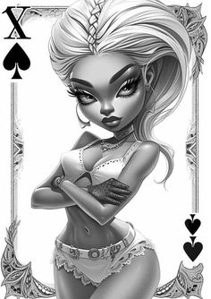 30 Grayscale Coloring PDF, Images of Beautiful Girls That Are Aces High - Etsy Nicole Ramirez, African Portraits Art, Drawing Hacks, Female Warrior Tattoo, Steampunk Coloring, Cute Monsters Drawings, Pin Up Drawings, Gangsta Quotes, Harley Quinn Artwork