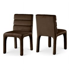 two brown chairs sitting next to each other