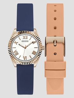 Silicon analog watch Polished bezel Roman numeral hour markers Rose gold-tone hardware Silicon strap Case diameter in mm: 30 Water resistant up to 30m/100 ft Two-year limited warranty Analog Watch, Roman Numeral, Roman Numerals, Gold Watch, Accessories Watches, Women's Accessories, Markers, Gold Tones, Water Resistant