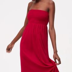 Casually Cute Red Maxi For Any Occasion! Perfect Condition Never Worn. Red Strapless Stretch Maxi Dress, Red Stretch Maxi Dress For Beach, Red Stretch Maxi Dress For The Beach, Stretch Red Maxi Dress For The Beach, Red Stretch Dresses For Day Out, Red Stretch Dress For Day Out, Red Strapless Dress For Day Out, Strapless Red Maxi Dress For Spring, Red Strapless Midi Dress For Spring