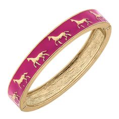 Virginia Enamel Equestrian Hinge Bangle in Pink - Horse Country Trading Company Gold Horse, Doll Clothes Barbie, Steampunk Accessories, Enamel Bangle, Enamel Bracelet, Jewelry Lookbook, Bar Bracelets, Hinged Bangle, Jewelry Inspo