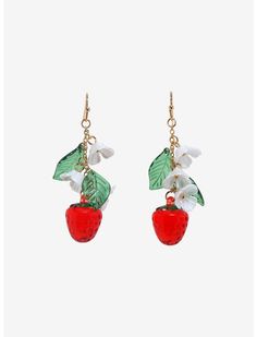 Sweet Society Strawberry Flower Earrings | Hot Topic