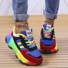 Details: Material: Rubber, PU Style: Casual, Sportswear, Daily Element: Patchwork Shoes Closure Type: Elastic Band Shoes Toe Type: Round Shoes Type: Out Door Size(in) Foot Length US5[EU35] 8.9 US6[EU36] 9.1 US6.5[EU37] 9.3 US7.5[EU38] 9.4 US8.5[EU39] 9.6 US9[EU40] 9.8 US9.5[EU41] 10 US10.5[EU42] 10.2 US11[EU43] 10.4 Tips:Due to the many variations in monitors, the color in the image could look slightly different, please take physical design and color shall prevail.Please allow 0.4"-1" differs du Multicolor Lace-up Platform Sneakers With Vulcanized Sole, Casual Sneakers With Contrast Color For Streetwear, Multicolor Low-top Platform Sneakers With Vulcanized Sole, Low-top Sneakers With Contrast Color For Streetwear, Low-top Contrast Color Sneakers For Streetwear, Multicolor Lace-up Sneakers For Jogging, Casual Multicolor Platform Sneakers With Laces, Casual Blue Chunky Sneakers With Round Toe, Blue Casual Chunky Sneakers With Round Toe