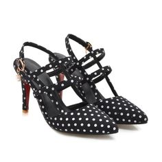 TAYLOR Design Women's Stylish Elegant Fashion Polka Dots Pumps Dress Shoes - Divine Inspiration Styles Wedding Shoes High Heels, Estilo Pin Up, Ankle Dress, Pin Up Outfits, Ankle Sandals, Buckles Fashion, Retro Mode, Buckle Shoes, Business Events