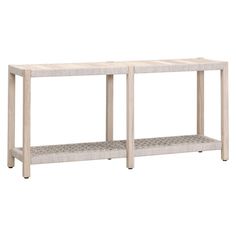 Wrap Outdoor Console Sofa Table for Patio Teak With Storage Shelf Outdoor Console Tables LOOMLAN By Essentials For Living Rope Shelf, Outdoor Console Table, Knotted Rope, Buffet Console, Wooden Console Table, Outdoor Accent Table, Wooden Console, Rope Shelves, Contemporary Coastal