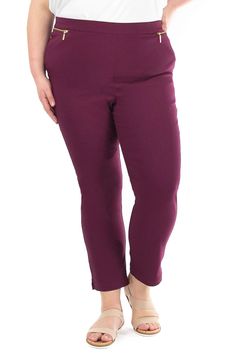 Nina Leonard Straight Leg Pull-On Pants | Nordstromrack Business Casual Bottoms With Pull-on Style And Cropped Leg, Business Casual Cropped Leg Pull-on Pants, Stretch Cropped Leg Capris For Business Casual, Stretch Capris For Business Casual, Workwear Cropped Leg Pull-on Pants, Relaxed Fit Pull-on Capris For Work, Workwear Straight Leg Pull-on Capris, Cropped Leg Pull-on Work Pants, Pull-on Cropped Pants For Work