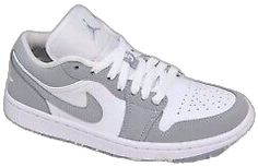 Casual Jordan Shoes With Air Cushioning, Casual Gray Nike Jordan Shoes, Gray Nike Air Force 1 Lace-up For Sports, Casual Nike Jordan Shoes In Gray, Nike Gray Jordan Shoes For Sports, Nike Jordan Low-top Gray Shoes, Casual Gray Nike Air Force 1 Sneakers, Jordan 1 Low Wolf Grey, Nike Air Jordan 1 Low