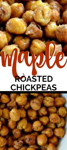 maple roasted chickpeas with text overlay