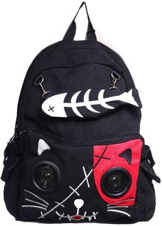 Lost Queen Kitty Speaker Backpack - Red Mochila Grunge, Goth Backpack, Gothic Backpacks, Tas Mini, Gothic Bag, Knapsack Bag, Animal Backpacks, Rucksack Bag, Cat Backpack