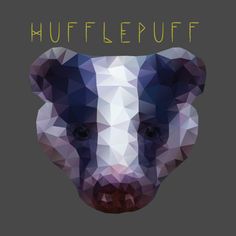 a bear's head with the words, mufflepuff on top of it