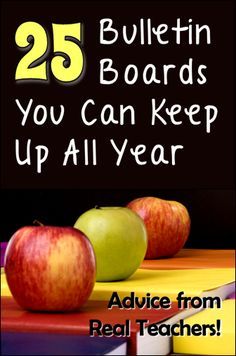 the cover of 25 bulletin boards you can keep up all year with apples on top