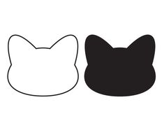 a black cat's head next to a white cat's face on a white background