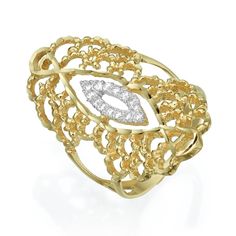 artisan design 14k solid yellow gold Filigree design Full finger ring with 14 sparkling 1.30mm diamonds total carat weight of 0.14 ct approx total gold weight 5.00 grams Great value ! Gold Marquise Ring With Diamond Accents, Yellow Gold Diamond Filigree Ring For Gift, Diamond Filigree Ring In Yellow Gold As Gift, Gold Filigree Ring With Diamond Accents For Promise, Gold Filigree Diamond Ring, Gold Diamond Filigree Ring With Prong Setting, 14k Yellow Gold Filigree Ring With Diamond Accents, Yellow Gold Diamond Filigree Ring For Promise, Anniversary Filigree Ring In Yellow Gold With Diamond Accents