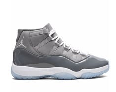 Reimagining the original 1995 silhouette, the Air Jordan 11 Retro boasts a classic sports-style aesthetic. The supportive high-top upper on this pair is presented in a medium grey, cool grey and white colourway, supported underfoot by the signature Air cushioning. Modern Gray Sneakers With Laces, Low-top Patent Leather Sneakers For Streetwear, Modern High-top Jordan Shoes With Rubber Sole, Gray Lace-up Basketball Shoes With Translucent Outsole, Jordan Shoes With Translucent Outsole For Streetwear, Modern Mid-top Jordan Shoes With White Sole, Gray Leather Sneakers With Boost Midsole, Lace-up Patent Leather Sneakers For Streetwear, Gray High-top Jordan Shoes With Rubber Sole