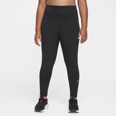 Meet the leggings we consider essential. Perfect for busy days, our Nike One leggings are supercharged with sweat-wicking technology to help you stay dry and comfortable. Their seriously soft and stretchy fabric moves with you while a high-waisted design helps keep you comfortably covered. Tight Nike Moisture-wicking Activewear, Nike Tight Moisture-wicking Activewear, Black Go-dry Leggings For Jogging, Nike Leggings For Sports, Nike Solid Color Sports Leggings, Nike Full Length Gym Leggings, Nike Full Length Sporty Leggings, Nike Compression Leggings For Training, Nike Moisture-wicking Tights For Training