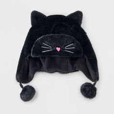 Dress your little one with the cute Girls' 3D Cat Ears Snood Hat from Cat & Jack™ in Black. Featuring adorable 3D cat ears, this hat is designed with a cozy double-layered construction for extra warmth. Made from a blend of polyester and recycled polyester, it offers a soft feel, while the knit fabric keeps it from feeling bulky. This snood hat provides full coverage with an 11-inch crown, making it a playful and functional accessory for colder days. Cat & Jack™: Designed for all children so you Crown Making, Fur Trapper Hat, Fur Mitten, Boys Fleece, Hat Embroidery, Girls Fleece, Accessories Ideas, Functional Accessories, Knitting Girls