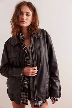 Shop our We The Free Buckle Up Vegan Leather Jacket at FreePeople.com. Boho clothing for the creative spirit- free worldwide shipping. Trendy Utility Jacket With Multiple Pockets For Fall, Fall Streetwear Shacket With Multiple Pockets, Fall Leather Outerwear With Multiple Pockets, Fall Shacket For Streetwear With Multiple Pockets, Fall Shacket With Multiple Pockets For Streetwear, Chic Everyday Leather Jacket With Pockets, Chic Leather Jacket With Pockets, Oversized Biker Jacket With Pockets For Work, Trendy Workwear Outerwear With Multiple Pockets