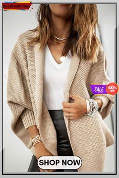 Calledbest Bat Cardigan Casual Natural Outfits, Stylish Casual Outfits Women, Natural Outfits, Find My Style, Stylish Casual Outfits, Job Outfits, Karina Style, Bath Dress, Neutral Outfits