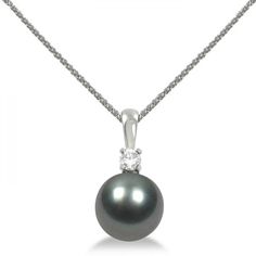 Diamond & Tahitian Black Pearl Solitaire Pendant 14K White Gold 10-11mm Classic Pearl Jewelry, Black Pearl Jewelry, Black Pearl Pendant, Tahitian Pearls Jewelry, Black Pearl Ring, Diamond Drop Pendant, Fine Pearl Jewelry, Tahitian Pearl Pendant, Diamond Bracelet Design