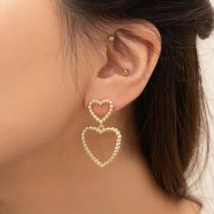 Cara Heart Drop Earrings - J. Cole ShoesLOVODACara Heart Drop Earrings Heart Outline, Heart Drop Earrings, Dress Jewelry, Gold Drop Earrings, Keep Jewelry, Gold Heart, Heart Of Gold, Shape Design, Gold Style