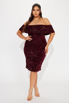 Available In Hunter And Burgundy. Sequin Midi Dress Short Sleeve Off Shoulder Stretch Invisible Back Zipper Shell/Lining 100% Polyester Imported | Evelyn Sequin Midi Dress in Burgundy size 3X by Fashion Nova Midi Dress Short Sleeve, Date Night Fashion, Holiday Party Fashion, Burgundy Midi Dress, Burgundy Fashion, Shoulder Stretch, Sequin Midi Dress, Dress Short Sleeve, Midi Short Sleeve Dress