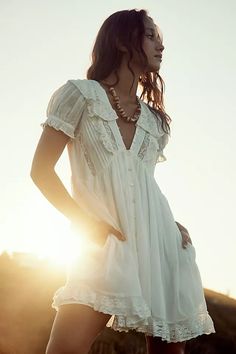 Sunkissed Mini Dress | Free People Short White Boho Dress, Reception Dress Short, Senior Outfits, Dress Shorts Outfit, White Bohemian Dress, Boho Dress Short, Dresses Sundresses, White Boho Dress, Cottagecore Fashion