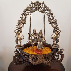 Radha Krishna Swing Decorative Brass Urli - Crafts N Chisel - Indian handicrafts home decor - online USA Brass Urli, Temple Home, House Warming Ceremony, Brass Wall Hanging, Temple Decor, Indian Handicrafts, Ethnic Home Decor