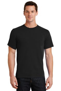 Port & Company ® - Essential Tee. PC61 - JET BLACK - S | Port & Company Essential Top in Jet Black Size Small | Cotton Red Kap, Work Wear Women, Mens Essentials, Zip Sweatshirt, Jet Black, Ash, Shirts Tops, Spun Cotton, Work Wear