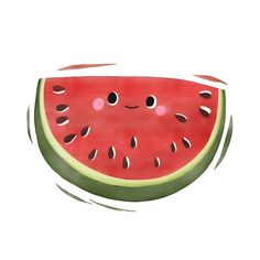 a slice of watermelon with eyes drawn on it