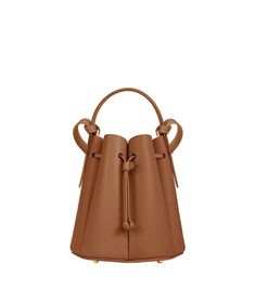 Polène | Bag - Numéro Huit Mini - Textured Camel Brown Calf Leather Top Handle Bucket Bag, Brown Calf Leather Bucket Bag With Leather Lining, Brown Calf Leather Satchel With Adjustable Strap, Brown Calf Leather Bag With Adjustable Strap, Day Bag, High Quality Leather, Suede Leather, Calf Leather, Bucket Bag