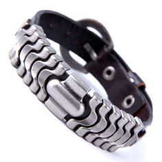 PRICES MAY VARY. ✔ ONE SIZE FITS ALL DIMENSIONS Measures 10.04 inches (25.5 cm) in length by 0.71 inch (1.8 cm) in width by 0.28 inch (0.7 cm) in thickness ✔ A MODERN LOOK FOR MEN The silver metal accents and chocolate brown leather give this bracelet distinctive contemporary appeal ✔ LUXURY QUALITY MATERIALS We use the finest leather plus non tarnishing metal alloy to allow this bracelet to last ✔ JUST THE RIGHT FIT Use the buckle closure to tighten and loosen the bracelet to fit your wrist per Adjustable Modern Gunmetal Jewelry, Modern Adjustable Gunmetal Jewelry, Modern Leather Bracelet With Metal Black Band, Modern Metal Leather Bracelet With Black Band, Vintage Black Bracelet With Leather Strap, Modern Adjustable Cuff Bracelet With Leather Strap, Modern Adjustable Bracelet Wristband, Modern Adjustable Wristband Bracelet, Modern Adjustable Leather Strap Bracelets