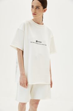 T-Shirt Personality White – ALMZV White Relaxed Tops With Graphic Print, Relaxed White Tops With Graphic Print, White Relaxed Top With Graphic Print, Relaxed White Top With Graphic Print, Graphic Print Drop Shoulder Tops For Loungewear, Drop Shoulder Graphic Print Tops For Loungewear, Oversized Relaxed Graphic T-shirt, Oversized Relaxed Graphic Print T-shirt, Drop Shoulder Graphic Print T-shirt For Loungewear