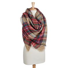 Wholesale heavyweight beige blanket scarf red green blue tartan plaid Acrylic Plaid Winter Scarves One Size, Winter Plaid Scarves One Size, Plaid Scarves For Fall, One Size Beige Scarves For Fall, Fall Plaid Shawl Scarf, Plaid Shawl Scarf For Fall, Red Casual Scarves For Fall, Casual Red Scarf For Fall, Red Shawl Scarves For Fall