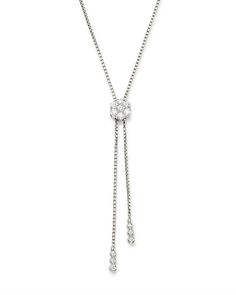 Bloomingdale's Diamond Flower Bolo Necklace in 14K White Gold, 0.85 ct. t.w. - 100% Exclusive Exquisite Diamond Flower-shaped Jewelry, Fine Jewelry Platinum Flower Shaped Jewelry, Dazzling Flower Pendant Jewelry With Single Cut Diamonds, Dazzling Flower Pendant With Single Cut Diamonds, Adjustable Diamond Necklace With Diamond Accents, Elegant Diamond Necklace With Brilliant Cut In Flower Shape, Elegant Flower Shaped Brilliant Cut Diamond Necklace, Elegant Flower-shaped Brilliant Cut Diamond Necklace, Formal Diamond Flower Shaped Jewelry