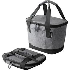 an image of a cooler bag with handles and straps on the side, next to it's pouch