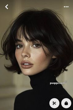 French Bob With Bangs Red Hair, French Pop Haircut, Dark Short Bob Hairstyles, Bangs In Short Hair, Short Haircut For Women With Bangs, French Bob Layered, French Bob Asian, Short Hairstyle Women 2024 Trends, Razor Cut Bob For Thick Hair