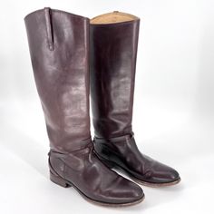 Frye Tall Leather Riding Boot Deep Chocolate Brown Size 7.5 Style 76976 Stacked Block Heel Pull On Styling Embossed Plate Detail On Heel Stitch Detail Soft Leather Lining Wrapped Belted Detail Round Toe Great Preowned Condition With Light, Normal Signs Of Wear *Does Not Include Box Approx Measurements Heel Height 1" Shaft Height 15" Knee High, Equestrian, Riding Boot, Leather Boots Riding Boots Fashion, Equestrian Riding, Boot Style, Riding Boot, Leather Riding Boots, Frye Shoes, Shoes Heels Boots, Chocolate Brown, Riding Boots