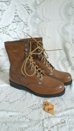 Vintage Workboots New No name on the them But Made in Czechoslovakia Full Grain Glove Leather Insulated 6 sets of Eyelets and 3 Hooks 9" tall Rawhide Laces The size is a 9 EE, but Please go by measurements 11 3/4" heel to toe bottom sole 4" across the widest part of bottom sole Excellent Vintage Condition. New, but there may be a couple of storage dings Vintage items are Unique and Often one of a Kind. No fear of seeing a carbon copy of what you're wearing on someone else. With That in Mind, bid Vintage Work Boots With Goodyear Welt Construction For Fall, Vintage Boots With Goodyear Welt Construction For Winter, Vintage Winter Boots With Goodyear Welt Construction, Vintage Combat Boots With Goodyear Welt Construction, Vintage Winter Moto Boots With Reinforced Toe, Vintage Leather Work Boots For Winter, Vintage Moc Toe Moto Boots For Fall, Vintage Work Boots With Goodyear Welt Construction, Vintage Lace-up Boots With Goodyear Welt For Fall