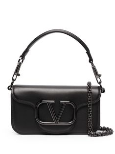 VLogo crossbody bag from VALENTINO GARAVANI featuring black, calf leather, maxi VLogo Signature, foldover top with magnetic fastening, chain-link shoulder strap and internal slip pocket. Expensive Wishlist, Valentino Crossbody Bag, Valentino Purse, Valentino Bag, Birthday Bag, Valentino Black, Crossbody Bag Black, Pretty Bags, Valentino Bags