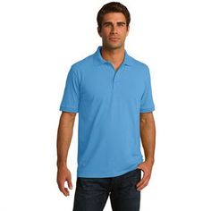 Port & Company Tall Core Blend Jersey Knit Polo. With an easy-to-care-for blend and a soil-release finish, this comfortable polo is a real value. 5.5-ounce, 50/50 cotton/poly Made with up to 5% recycled polyester from plastic bottles Soil-release finish 1x1 rib knit collar and cuffs 3-button placket with dyed-to-match buttons Double-needle hem Due to the nature of 50/50 cotton/polyester neon fabrics, special care must be taken throughout the printing process. Big And Tall Polo Shirts, Knit Polo Shirt, Knit Polo, Camisa Polo, Family Outfits, Clothing Co