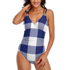 Stylish design, chic one piece bikini swimsuit set. The adjustable shoulder to offer you great support. Built in soft padded bra, no underwire.One piece high waisted bathing suit perfect for summer, beach, swimming, party, vacation, poolside and resort wear. Description: Color: Checks Material: 86% polyester, 14% spandex Pattern type: Print Support type: Wire free Neckline: V Neck Style: Beach style Waist: Mid waist Gender: Women Type: Adjustable spaghetti straps Size: S, M, L, XL, 2XL Decoratio Underwire One Piece, Swimming Party, Summer Beach Party, High Waisted Bathing Suits, Push Up Swimsuit, Beach Swimming, One Piece Swimsuits, Print Swimwear, Swimsuit Set