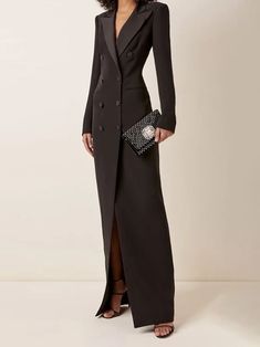 Regular Fit Lapel Collar Urban Dress | stylewe Fitted Maxi Length Office Dress, Fitted Maxi Dress For Office, Fitted Longline Fall Dresses, Formal Full-length Fall Dress, Full Length Spring Dresses For Work, Elegant Full-length Fall Dresses, Elegant Full Length Fall Dresses, Elegant Fitted Maxi Dress For Office, Elegant Longline Maxi Dress For Spring