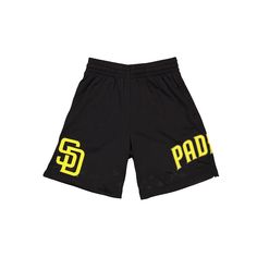 The San Diego Padres Mesh Shorts features a screen-printed Padres logo at the left leg with a team wordmark at the right leg.Fabric: 100% Polyester Padres Logo, Mesh Shorts, San Diego Padres, Shorts Black, A Team, New Era, San Diego, Mesh, Screen